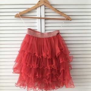 Ruffle Skirt in Coral (Red/orange)